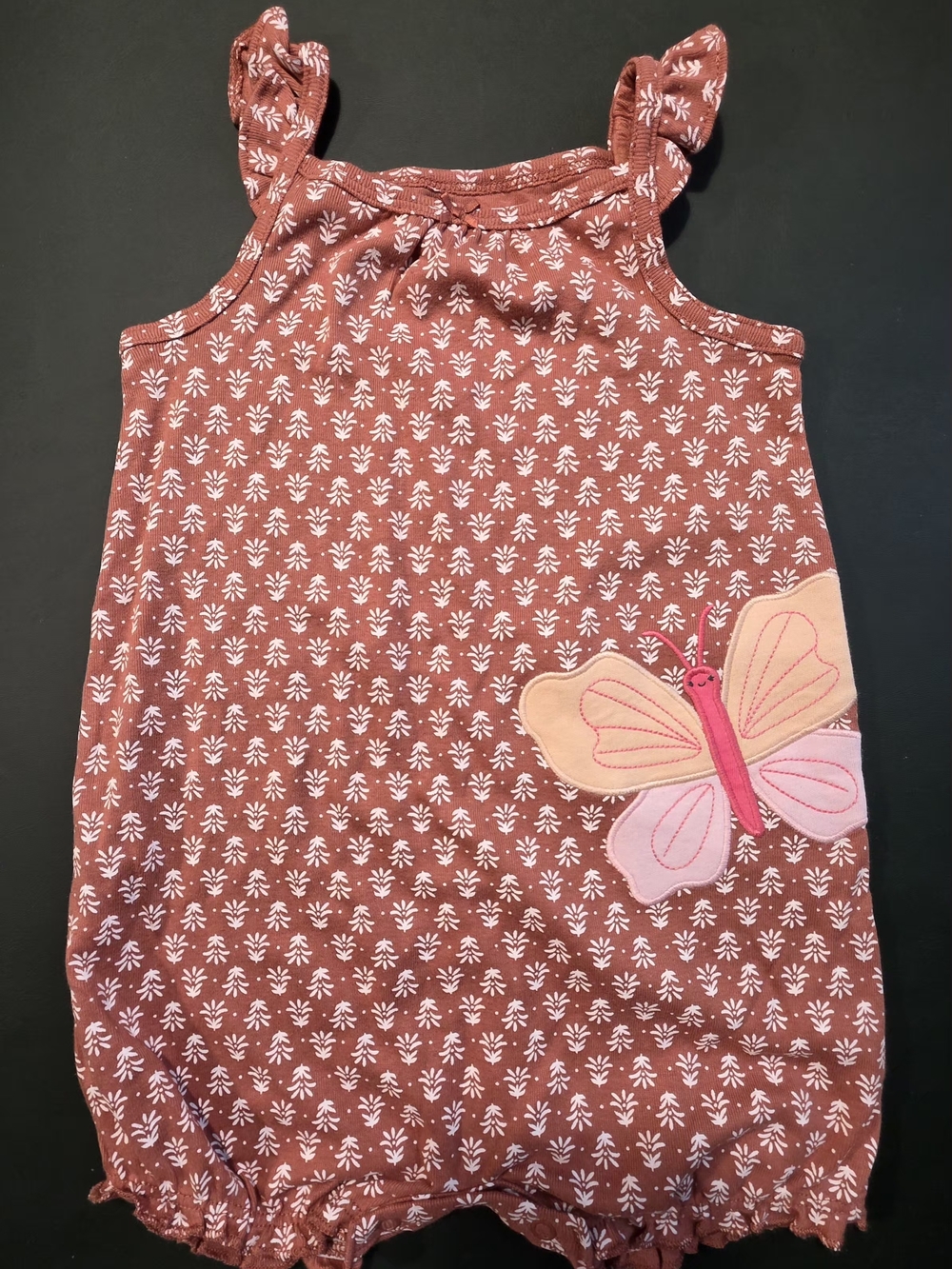 Carter's Rust Floral Tank with Butterfly Applique